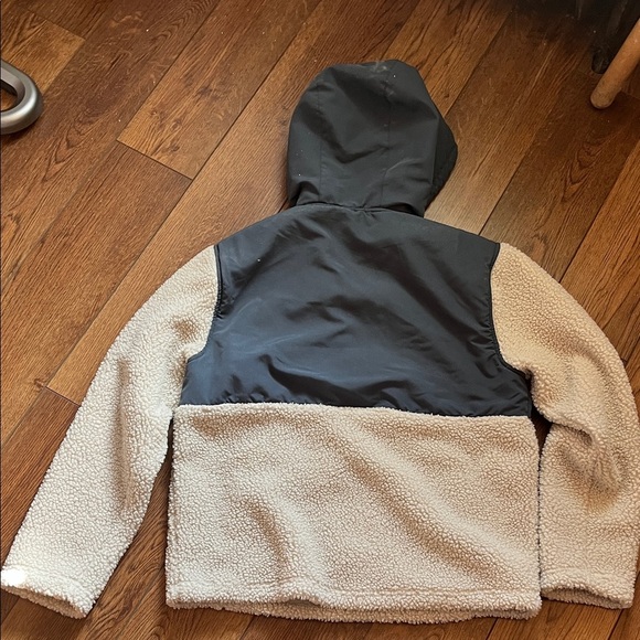 Hurley Cozy Two-Toned Navy&Cream Sherpa Quarter Zip Fleece Hooded Pullover Small - Picture 6 of 6